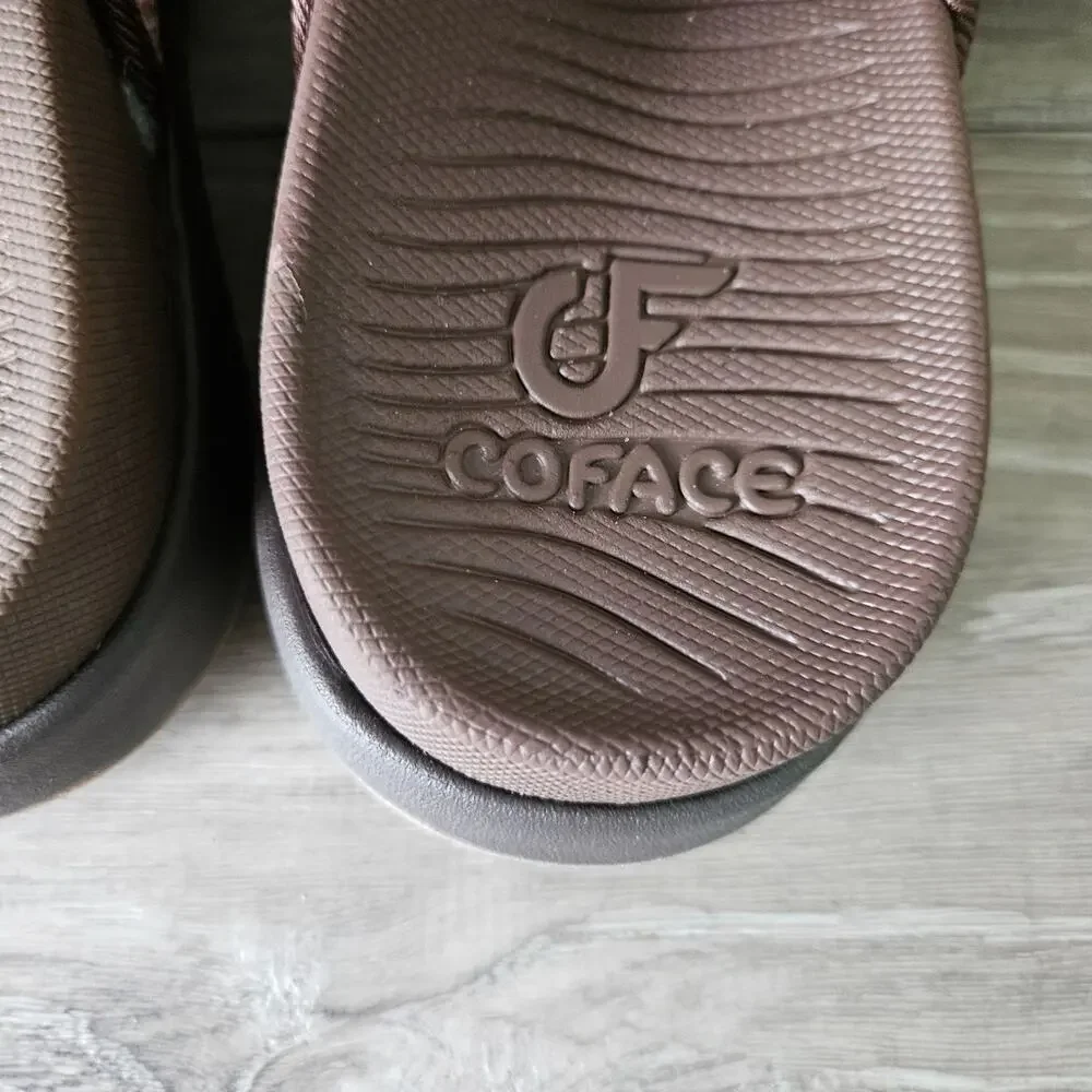 COFACE Flip Flops Sandals Adjustable Comfort Arch Support Womens Size 8.5 Brown